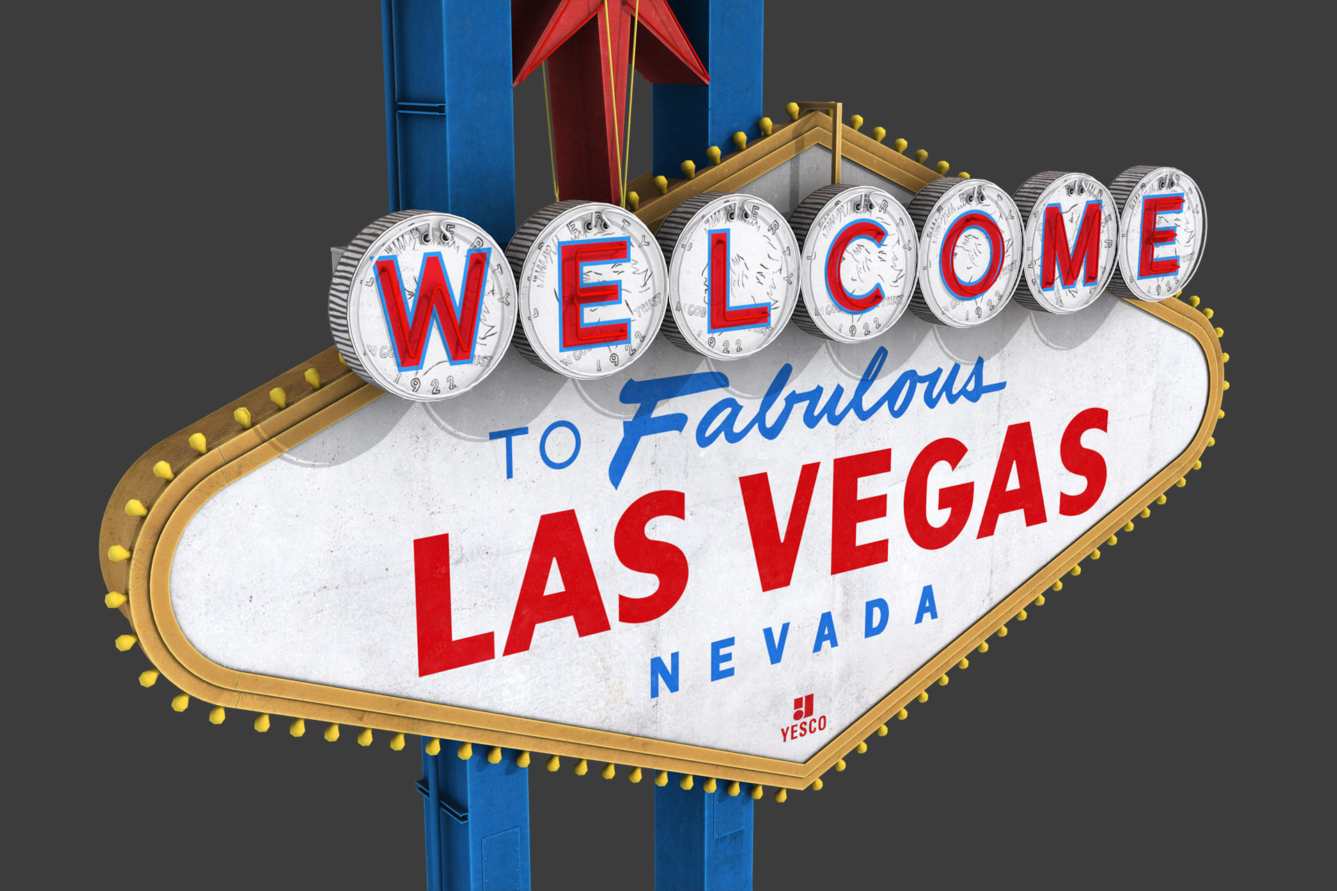 Las Vegas Sign Low-poly 3D model_3