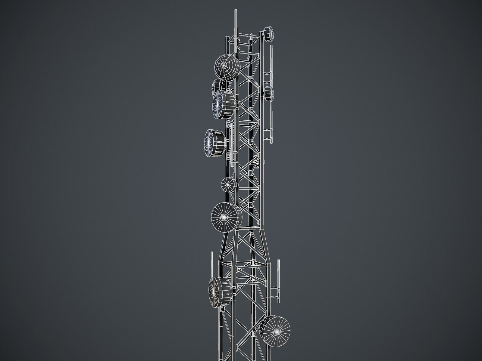 Telecommunications Tower PBR Low-poly 3D model_7
