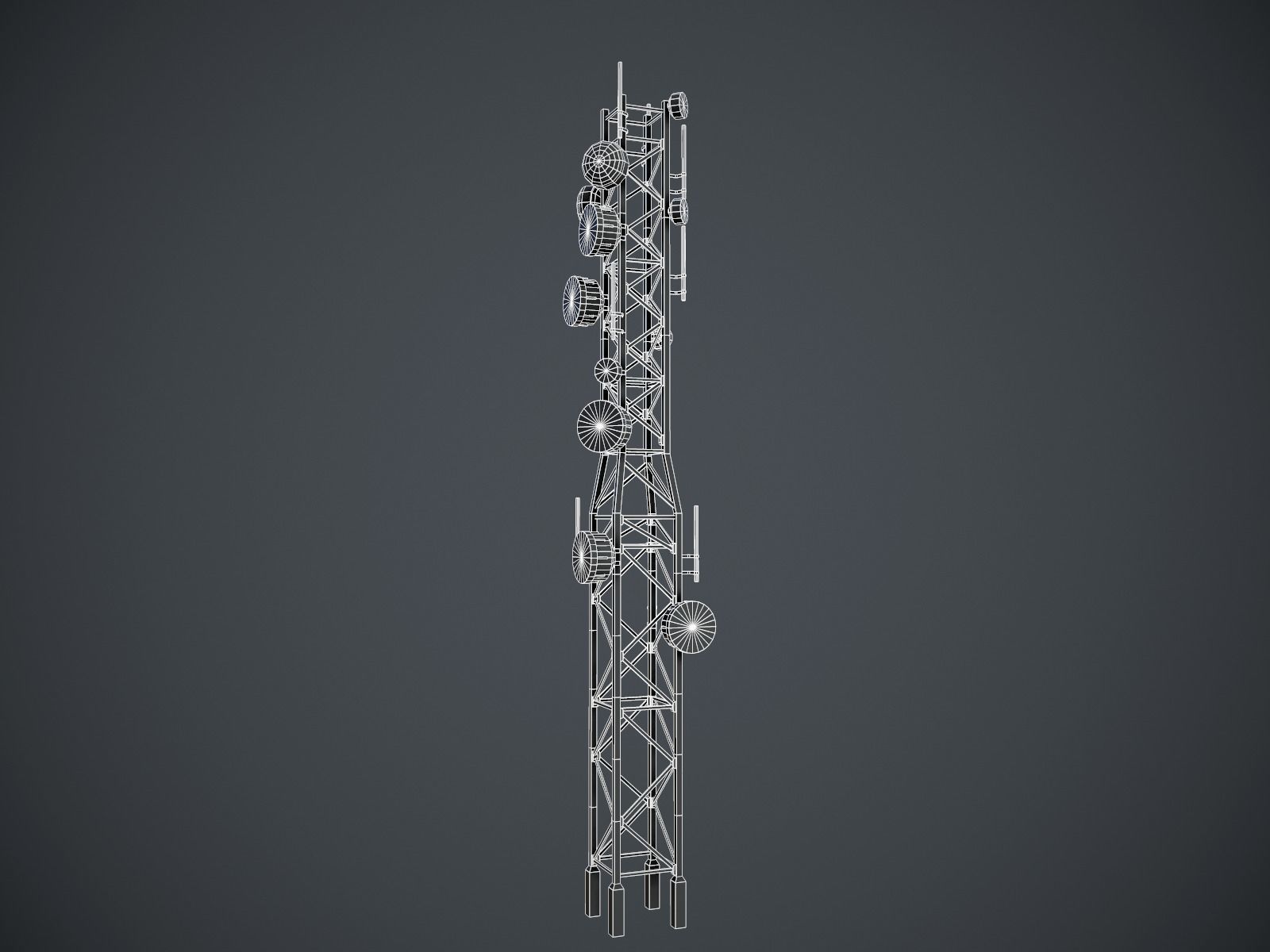 Telecommunications Tower PBR Low-poly 3D model_9
