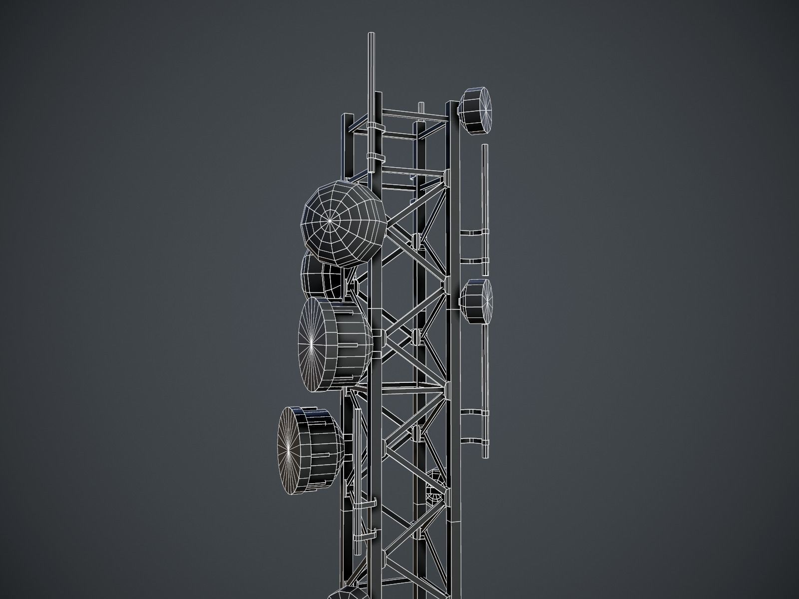 Telecommunications Tower PBR Low-poly 3D model_8