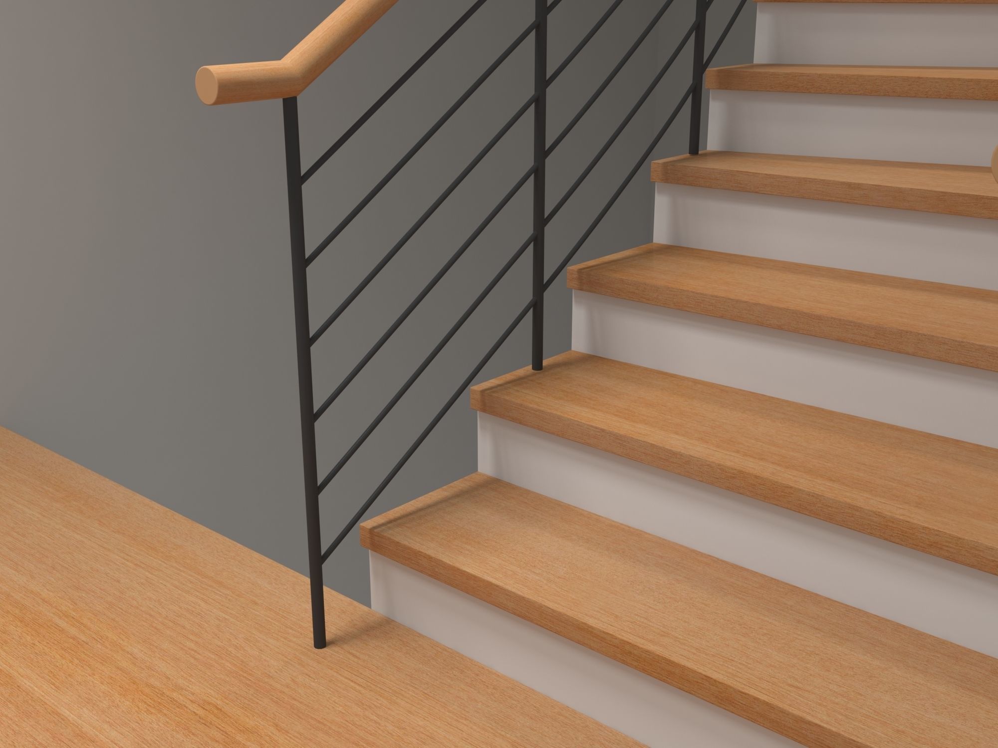 U Stair For Small Areas Low-poly 3D model_5