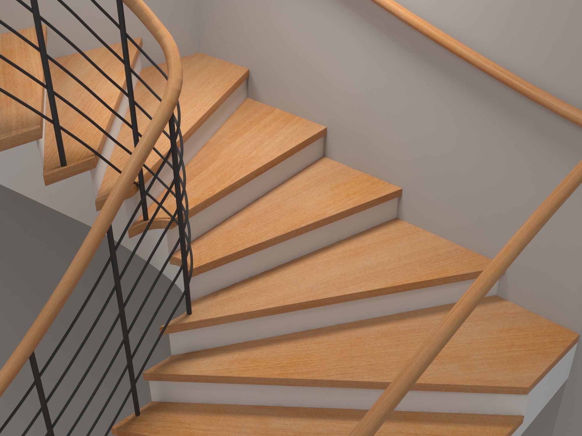 U Stair For Small Areas Low-poly 3D model_6