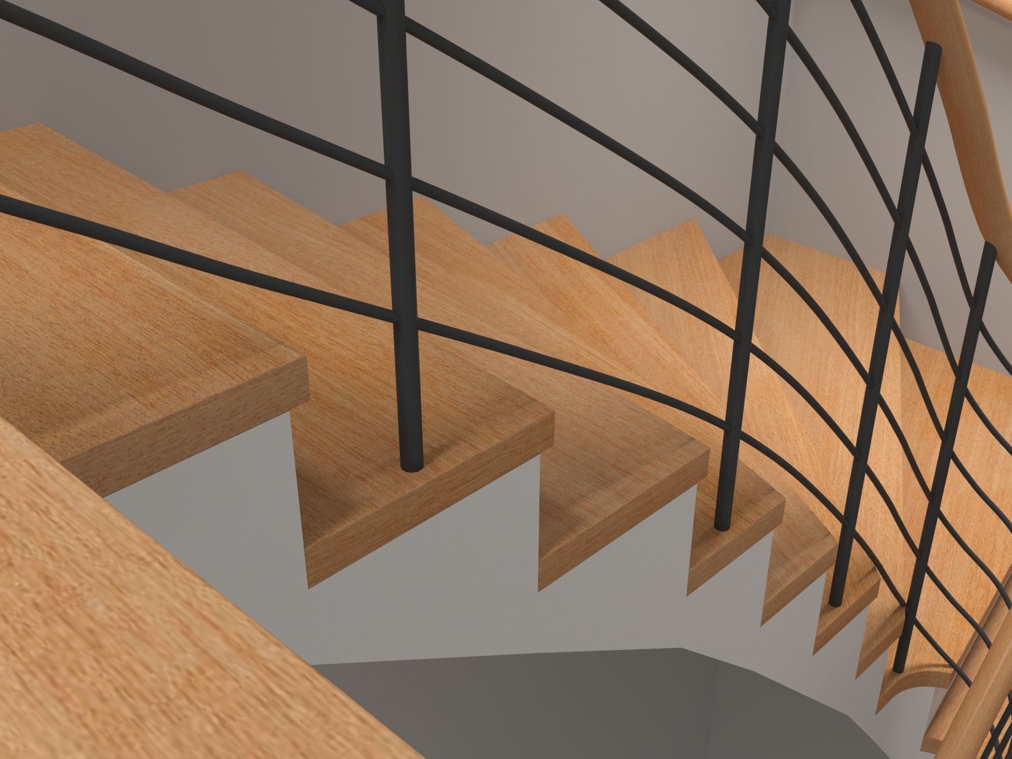 U Stair For Small Areas Low-poly 3D model_7
