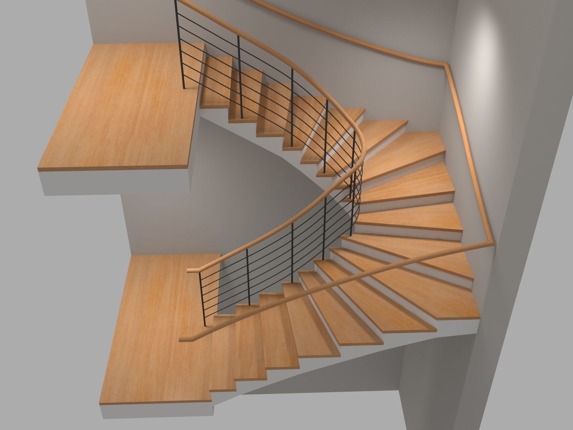 U Stair For Small Areas Low-poly 3D model_4