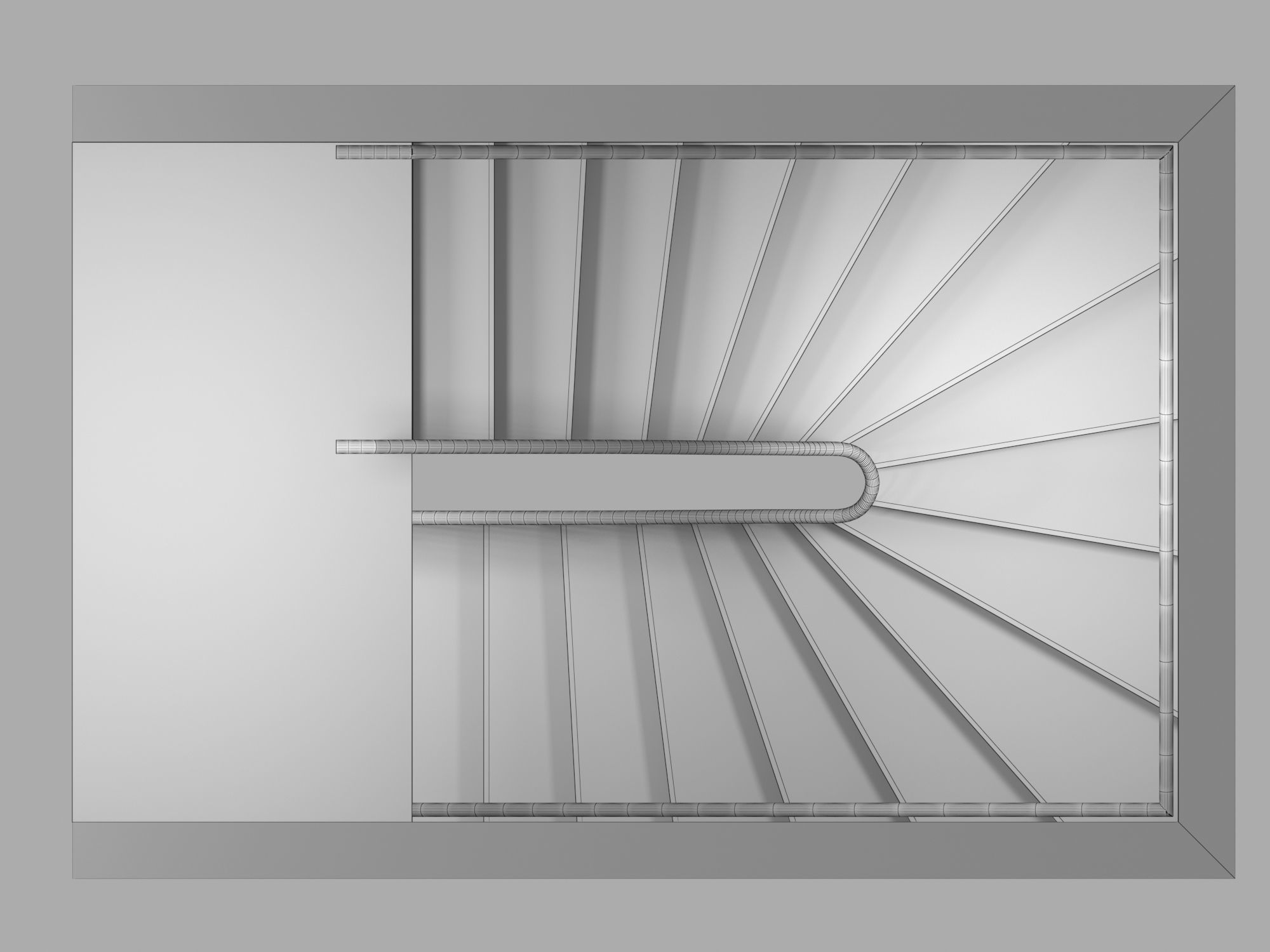 U Stair For Small Areas Low-poly 3D model_17