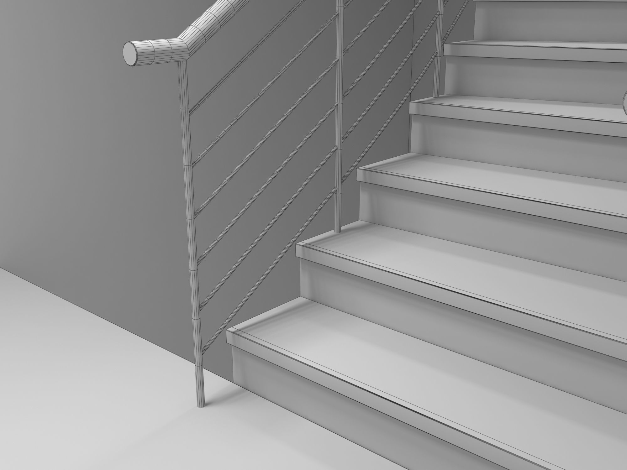 U Stair For Small Areas Low-poly 3D model_14