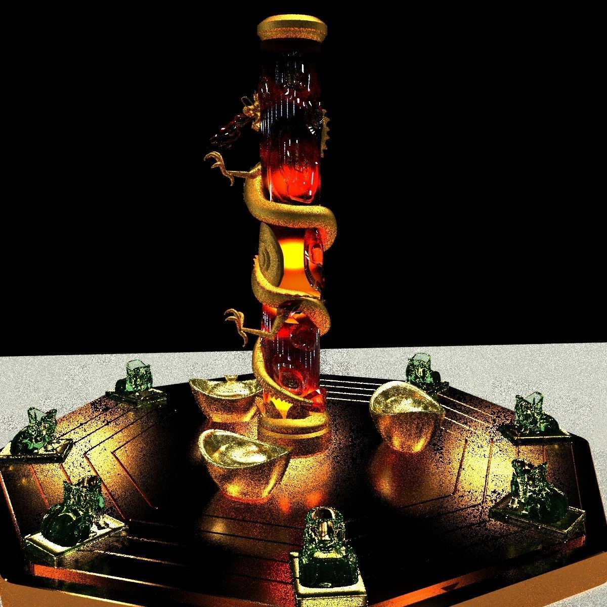 Chinese dragon with yuanbao 3D model_3