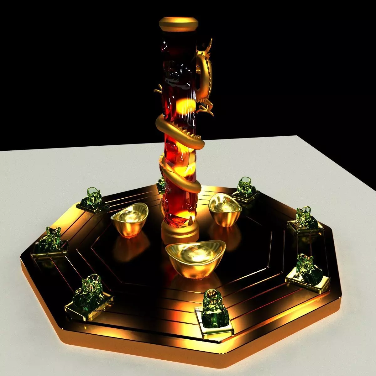 Chinese dragon with yuanbao 3D model_0