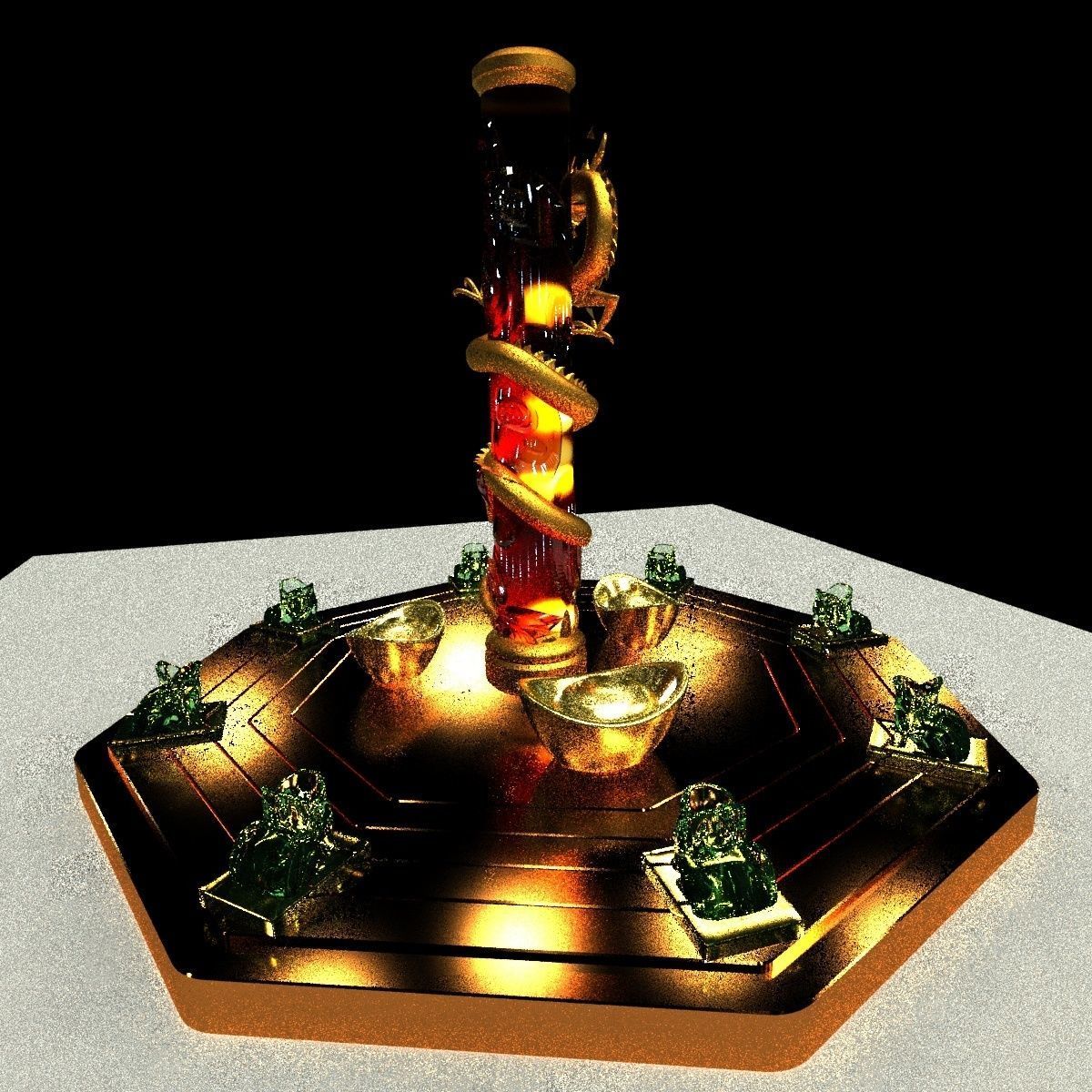 Chinese dragon with yuanbao 3D model_4