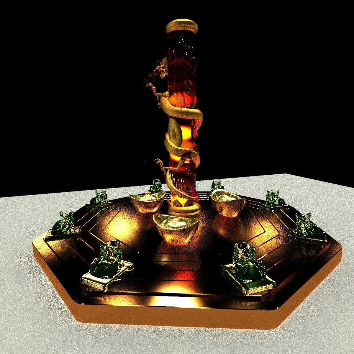 Chinese dragon with yuanbao 3D model_1