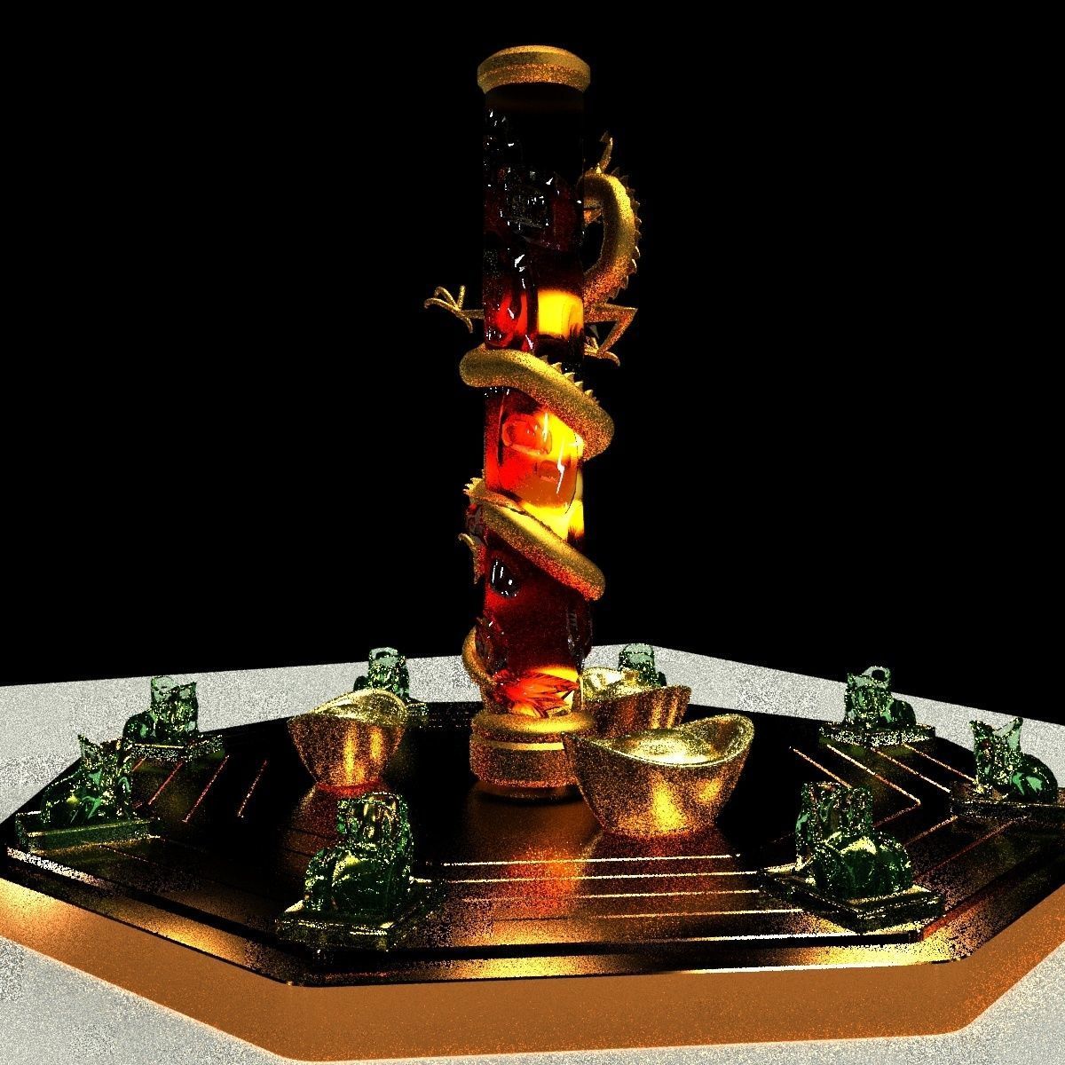 Chinese dragon with yuanbao 3D model_2