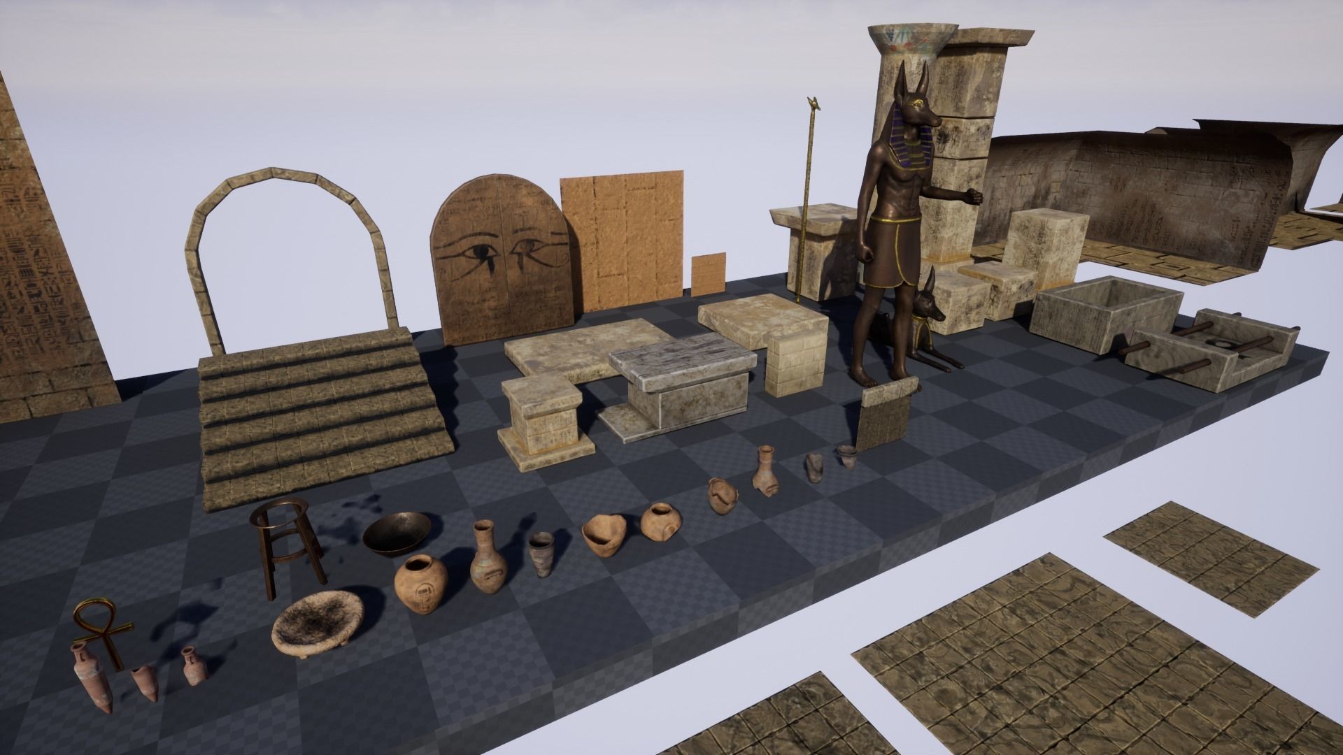 Modular Egypt Tomb Low-poly 3D model_8