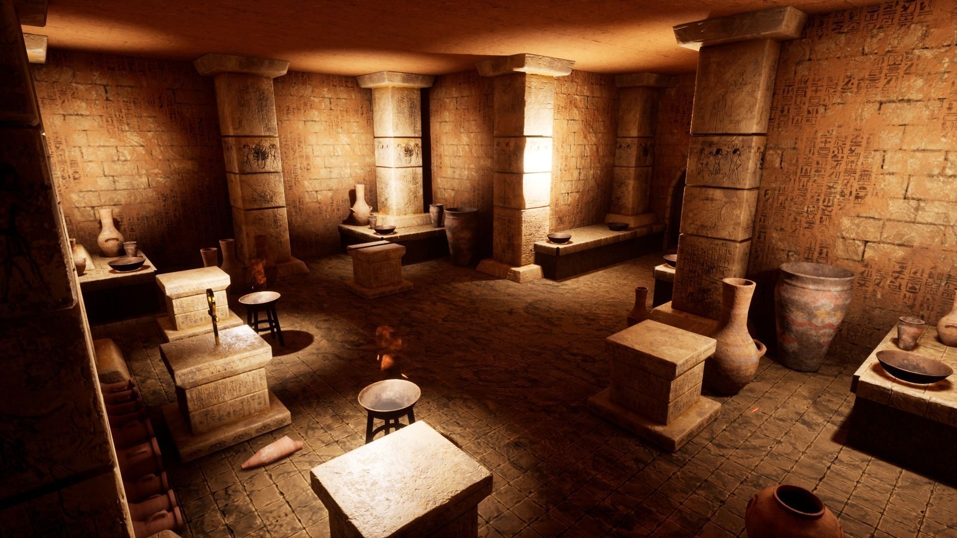 Modular Egypt Tomb Low-poly 3D model_6