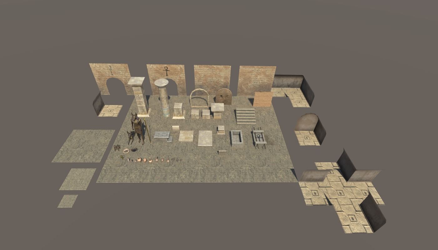 Modular Egypt Tomb Low-poly 3D model_13