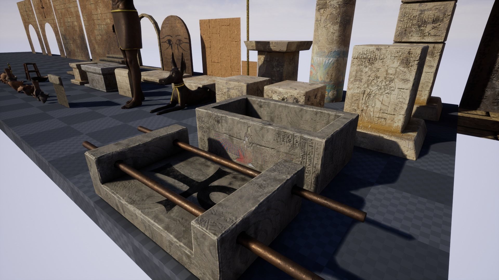 Modular Egypt Tomb Low-poly 3D model_9