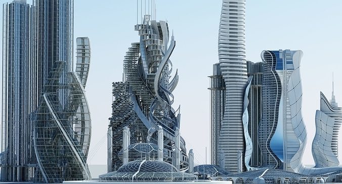 Futuristic Skyscrapers 3D model 3