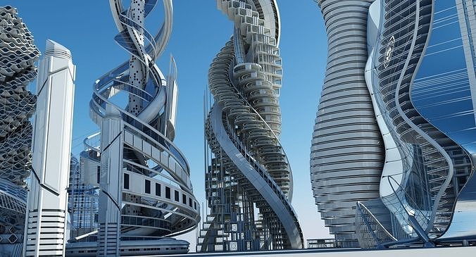 Futuristic Skyscrapers 3D model 5