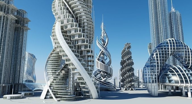 Futuristic Skyscrapers 3D model 7