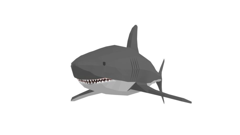 Low Poly Cartoon Shark Low-poly 3D model_2