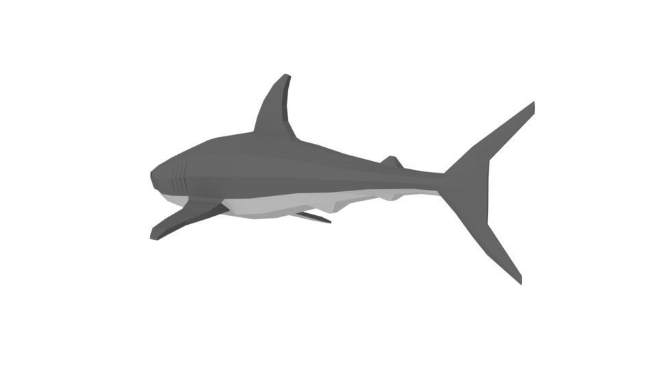 Low Poly Cartoon Shark Low-poly 3D model_7