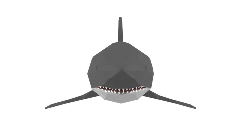 Low Poly Cartoon Shark Low-poly 3D model_3