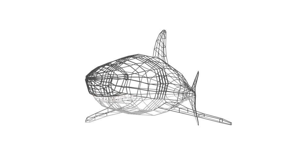 Low Poly Cartoon Shark Low-poly 3D model_13