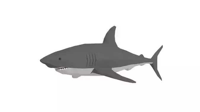 Low Poly Cartoon Shark Low-poly 3D model