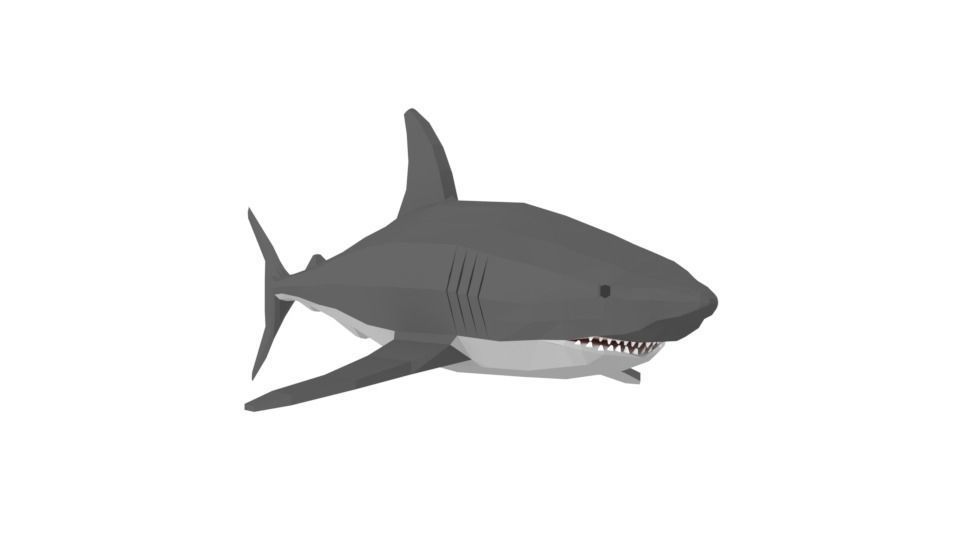 Low Poly Cartoon Shark Low-poly 3D model_4