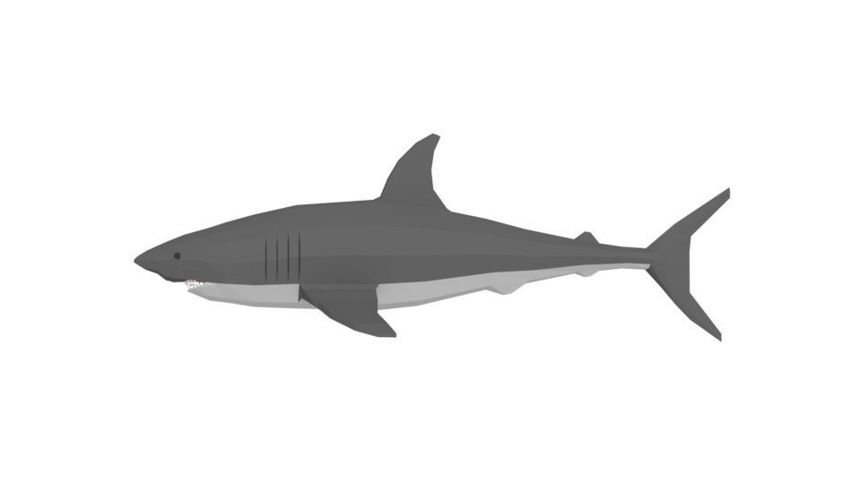 Low Poly Cartoon Shark Low-poly 3D model_1