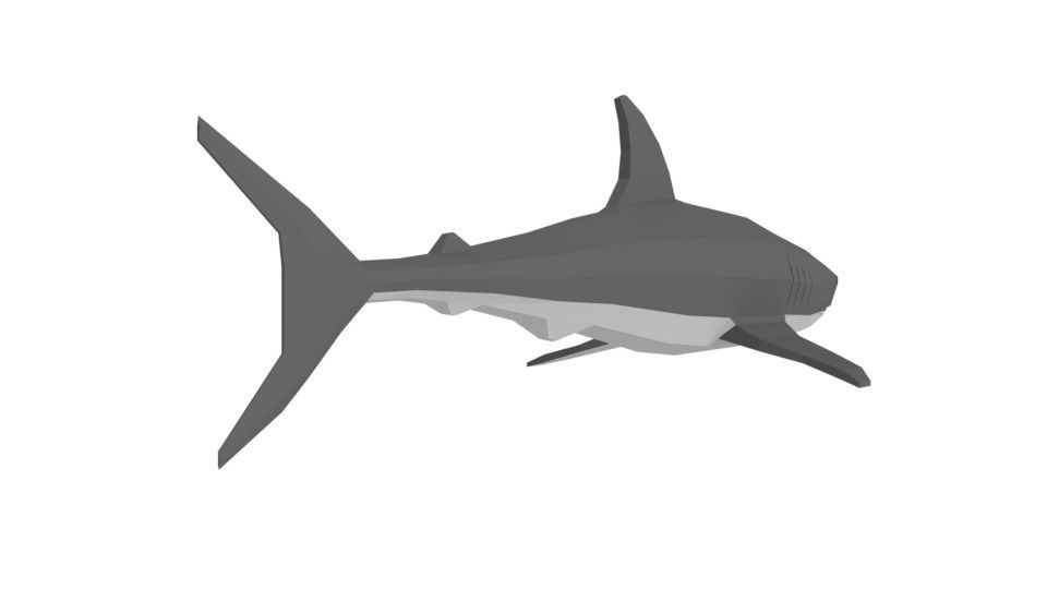 Low Poly Cartoon Shark Low-poly 3D model_5