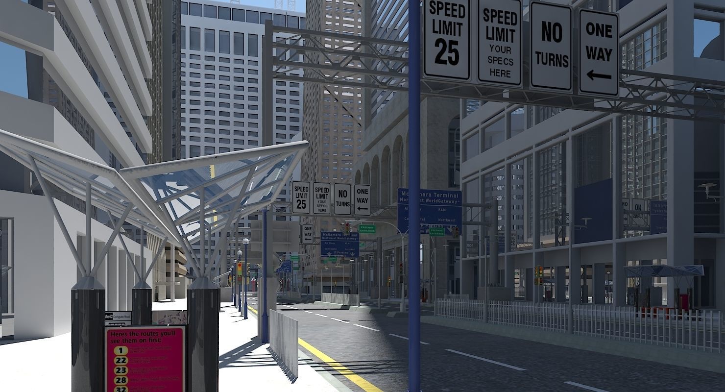 3D City Intersection 3 3D model_4