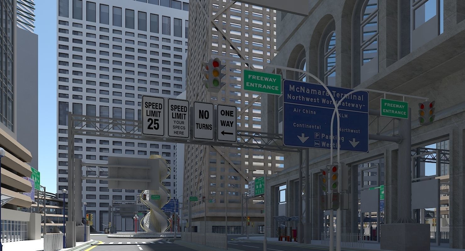 3D City Intersection 3 3D model_3