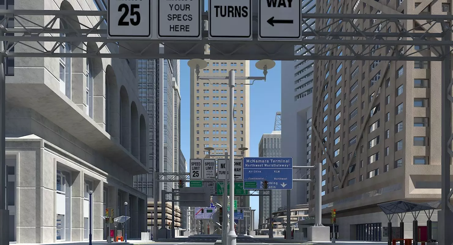 3D City Intersection 3 3D model_0