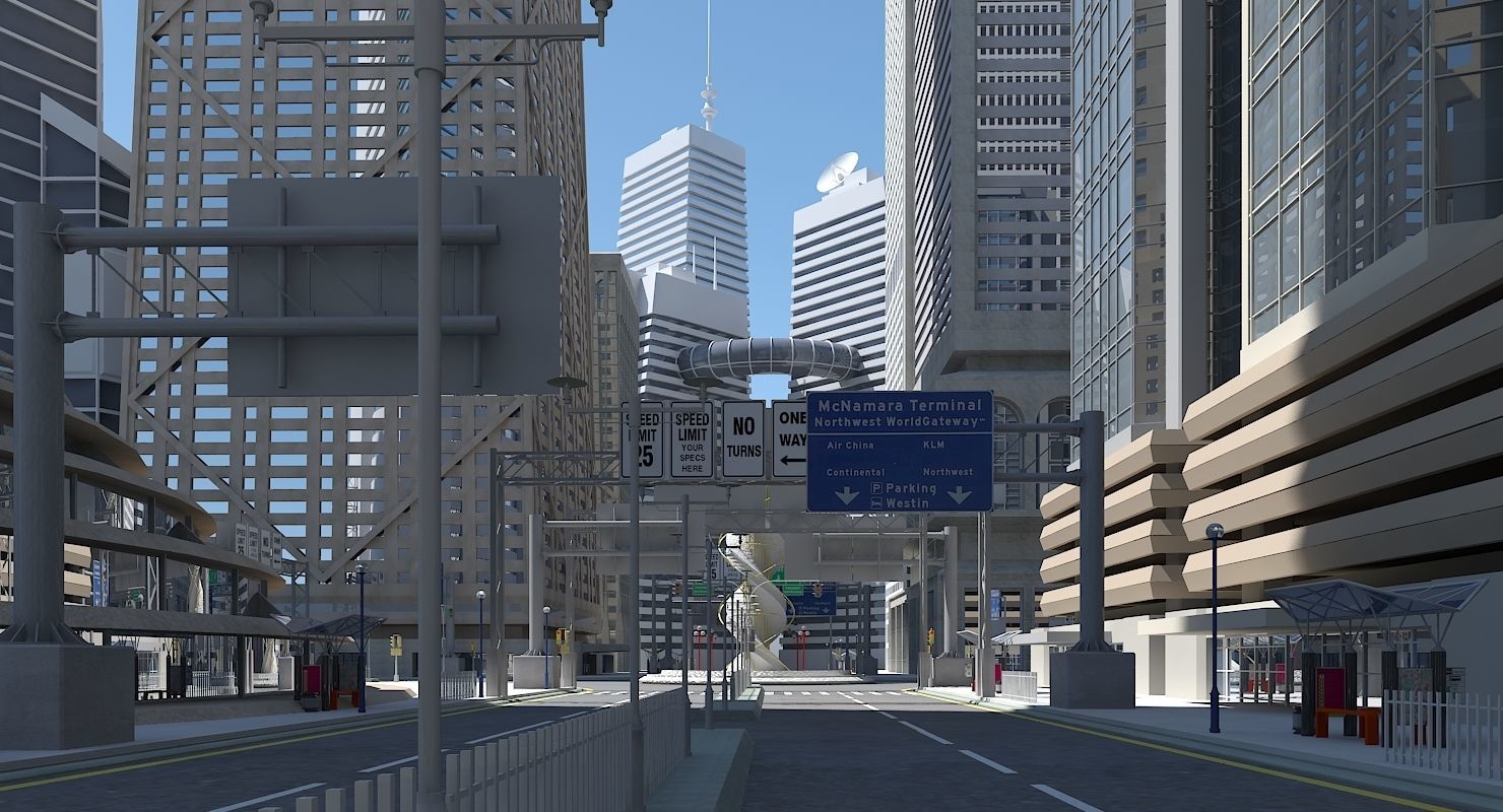 3D City Intersection 3 3D model_2
