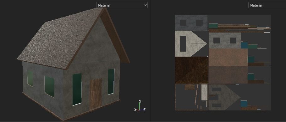 Low Poly Home house with windows Low-poly 3D model_1