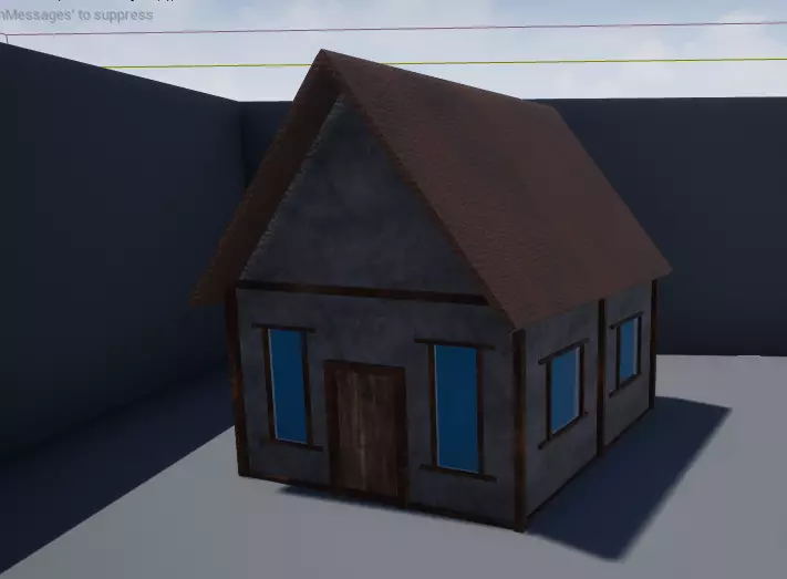 Low Poly Home house with windows Low-poly 3D model_0
