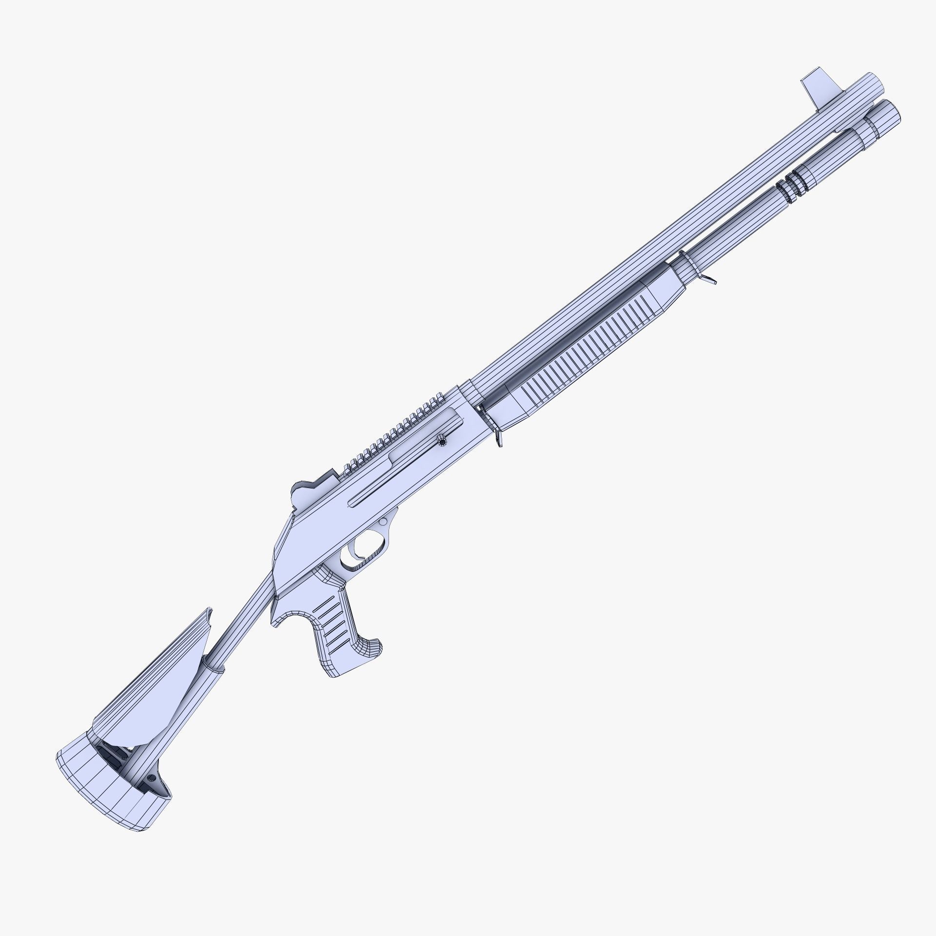 Benelli M1014 Shotgun Low-poly 3D model_4