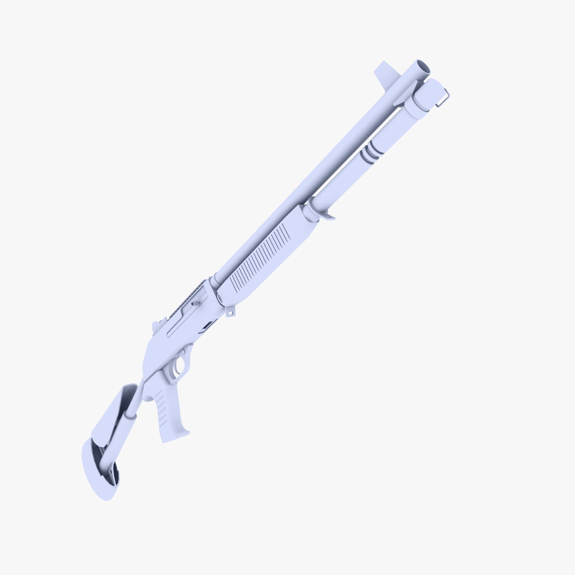 Benelli M1014 Shotgun Low-poly 3D model_1