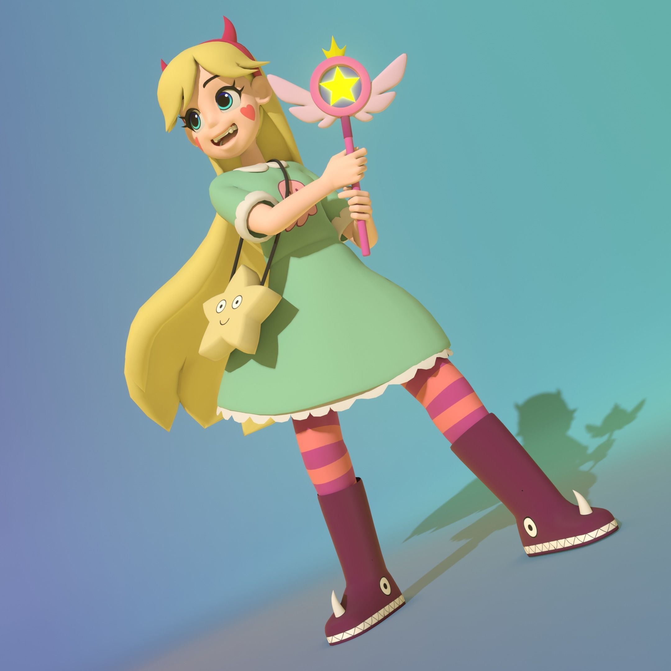 Star Butterfly rigged for animation-updated 3D model_3