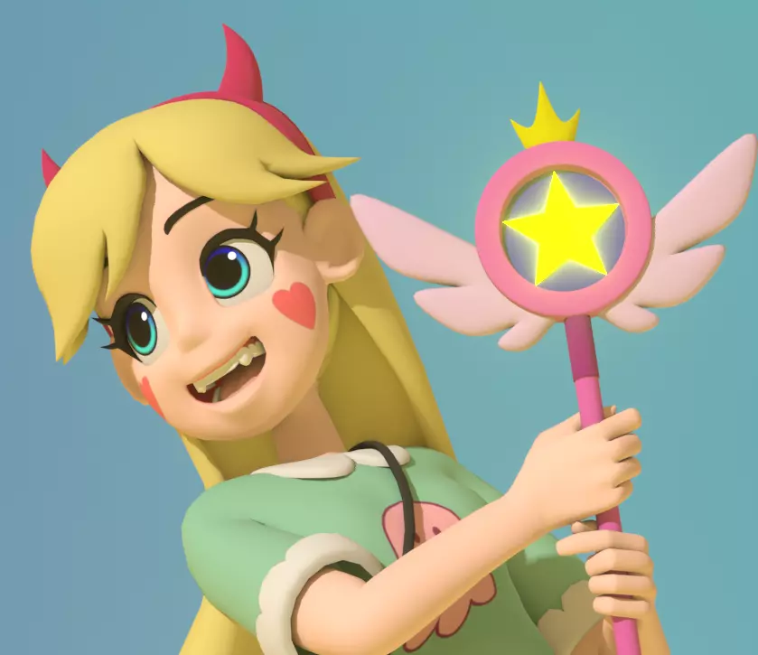 Star Butterfly rigged for animation-updated 3D model_0