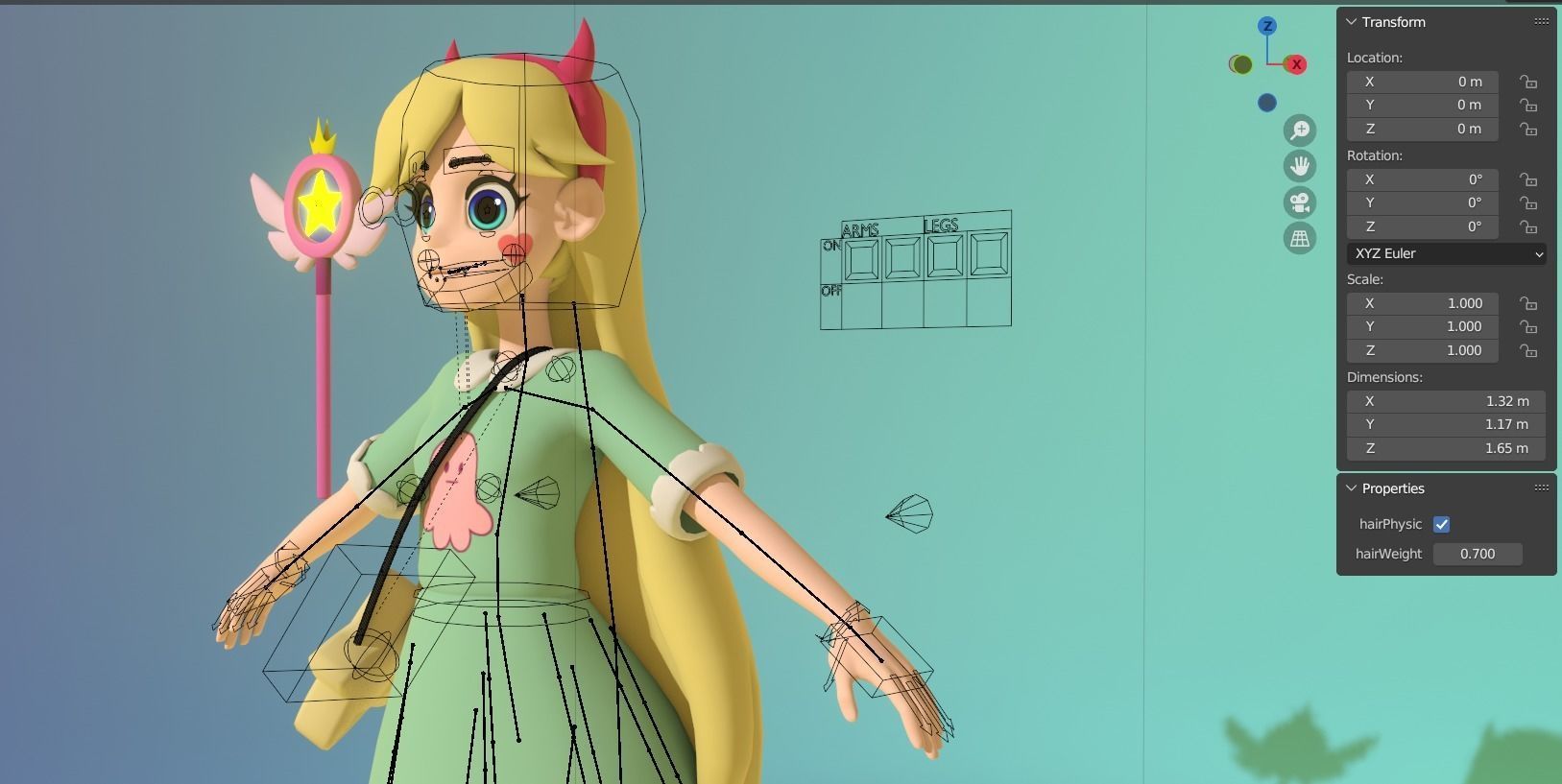 Star Butterfly rigged for animation-updated 3D model_6