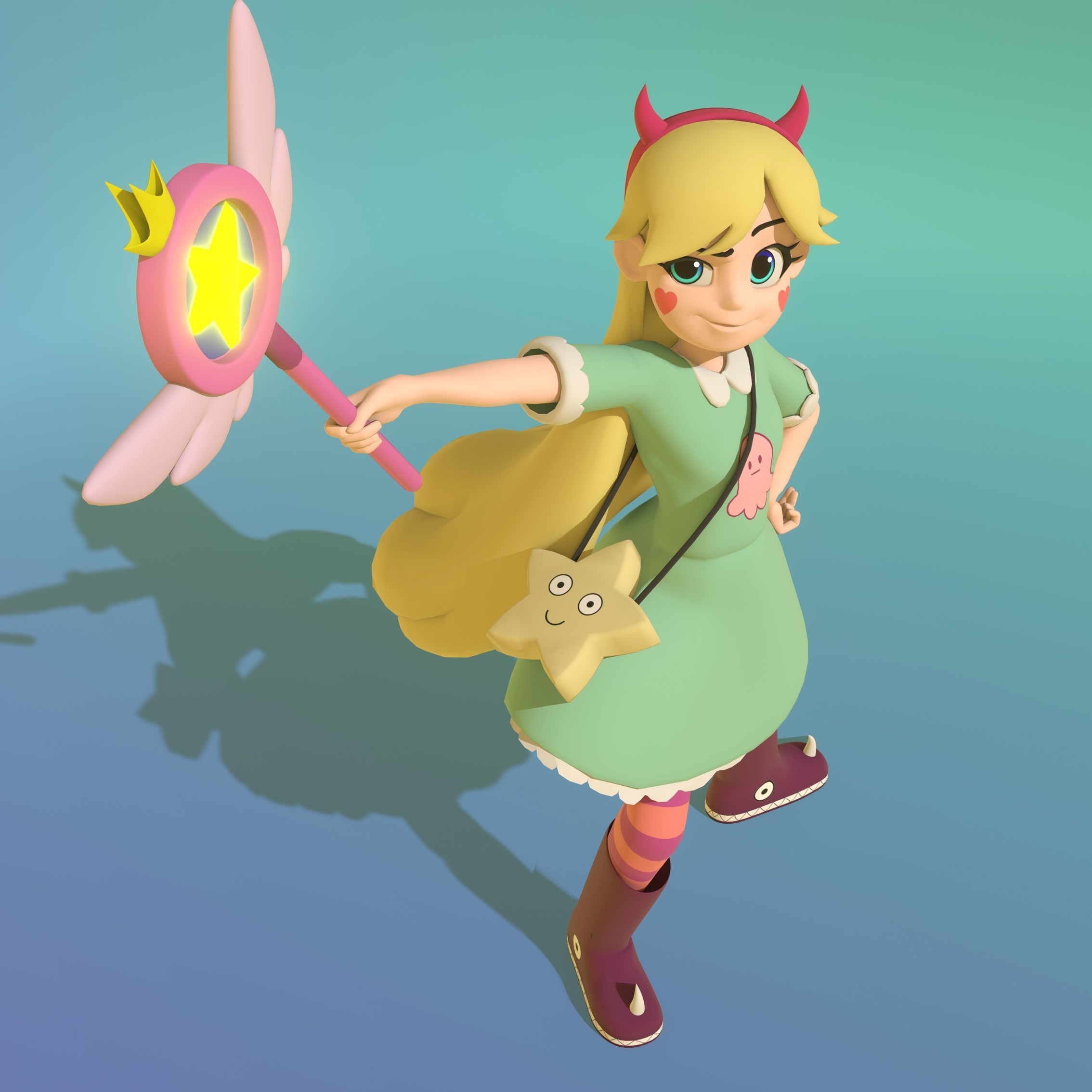 Star Butterfly rigged for animation-updated 3D model_4