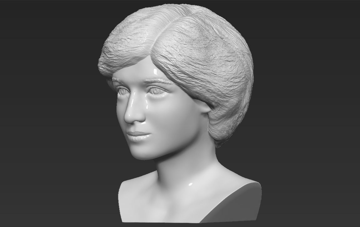 Princess Diana bust 3D printing ready stl obj formats Free 3D print model_2