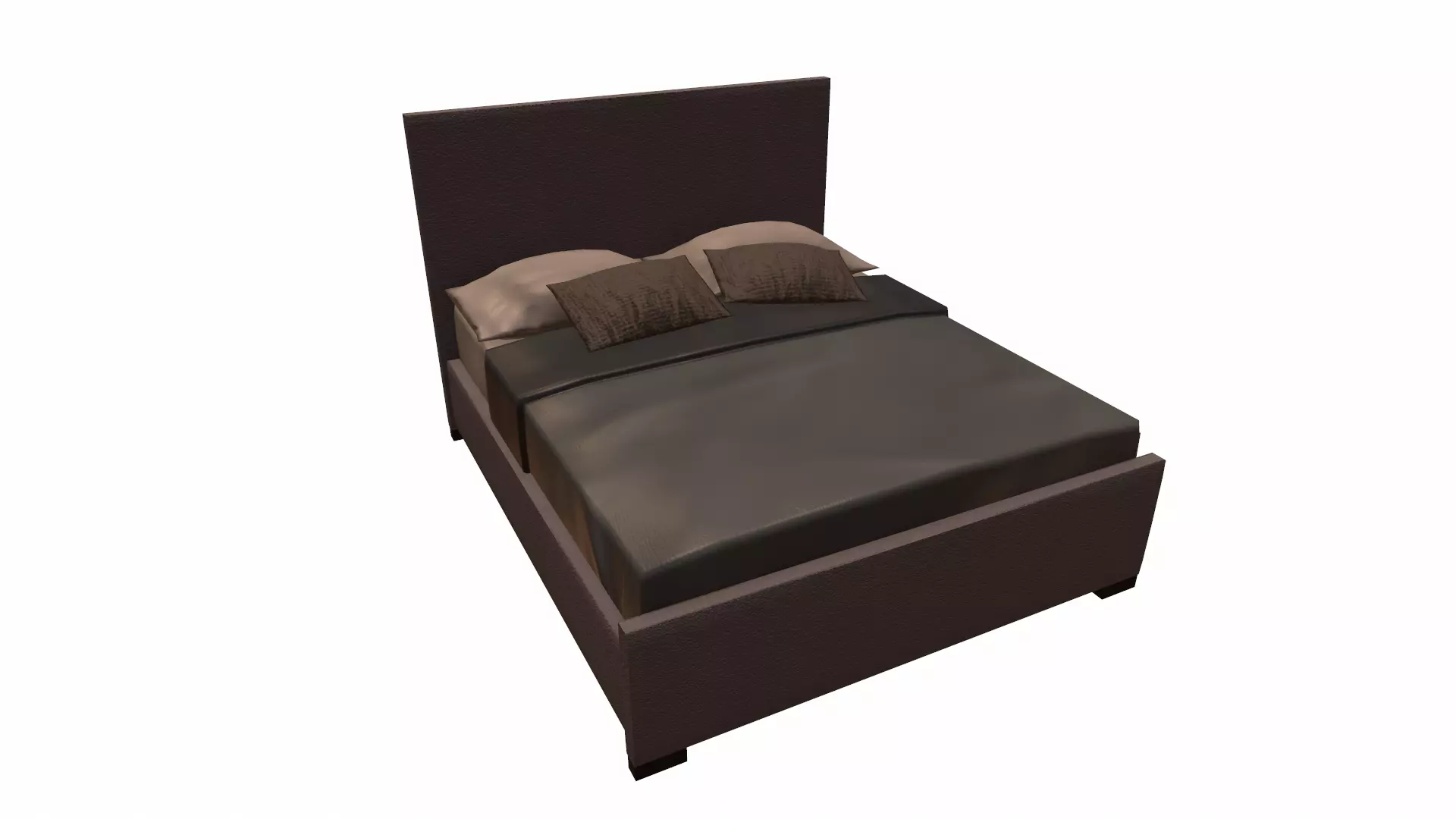Double Bed Low-poly 3D model_0