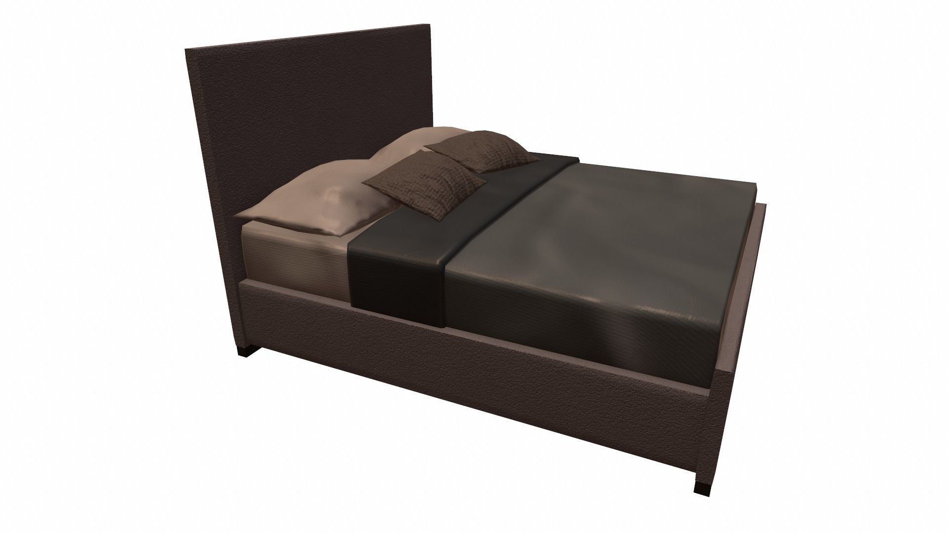 Double Bed Low-poly 3D model_6