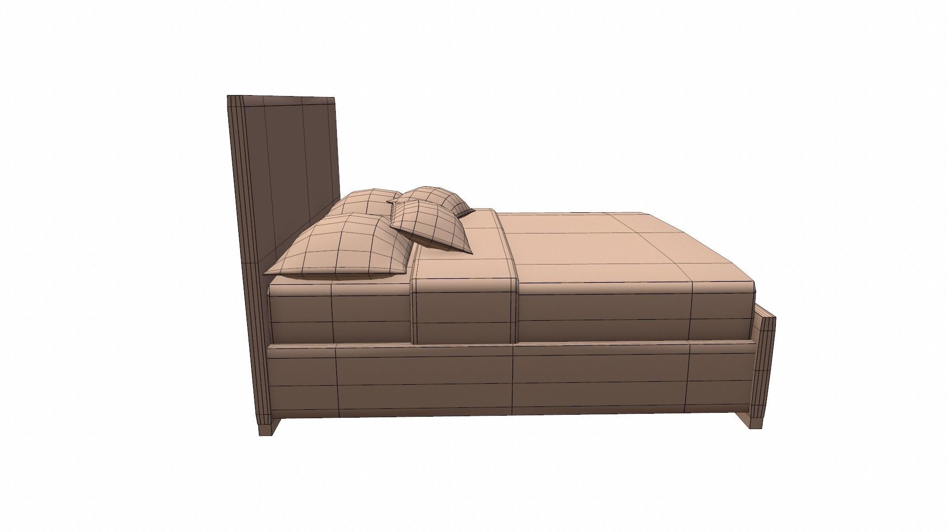Double Bed Low-poly 3D model_10