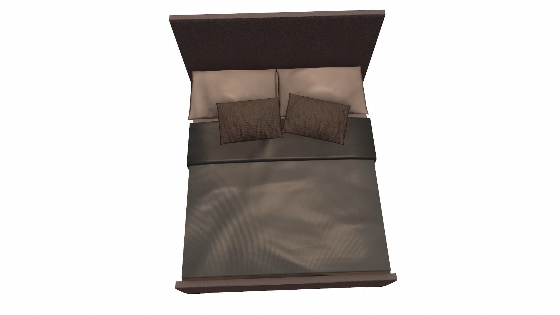 Double Bed Low-poly 3D model_2