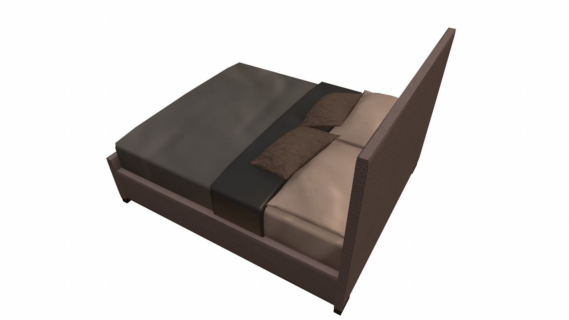 Double Bed Low-poly 3D model_4
