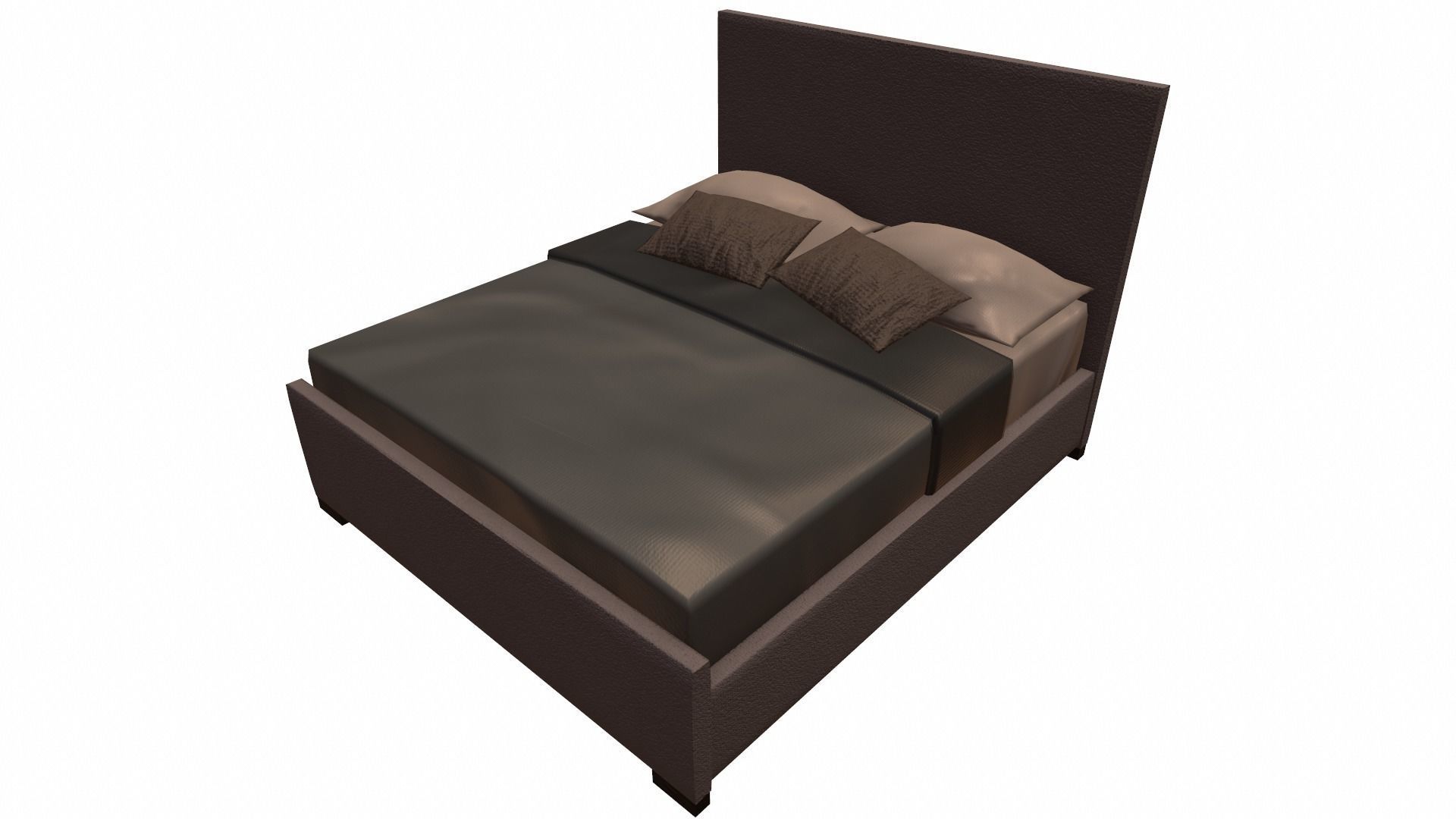 Double Bed Low-poly 3D model_3