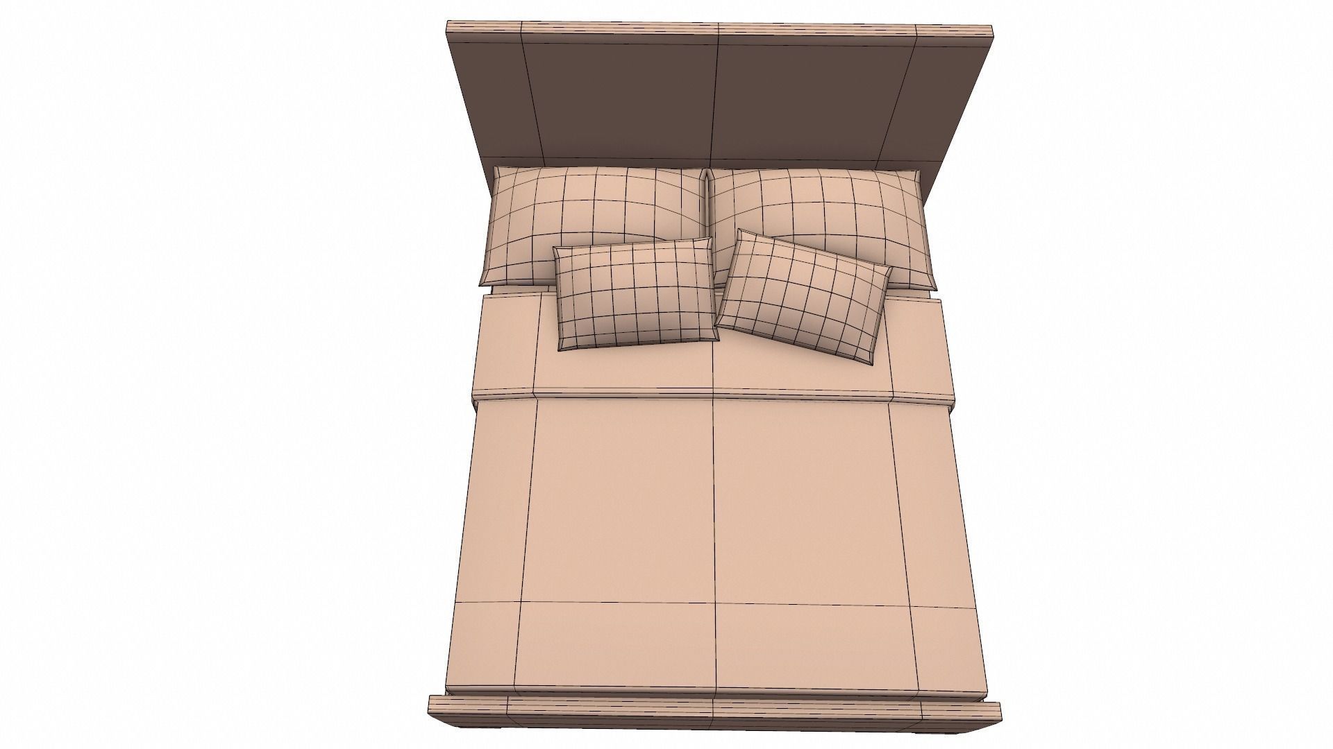 Double Bed Low-poly 3D model_11